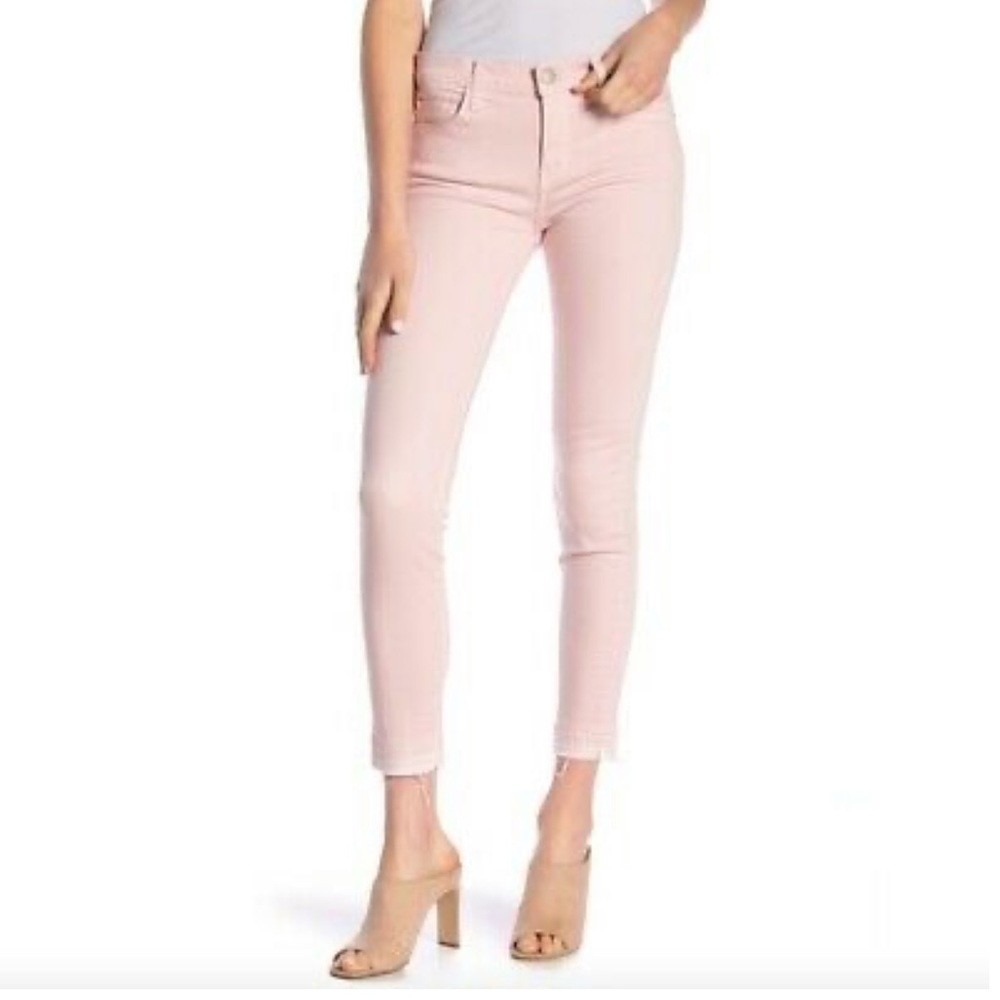 Current Elliott Womens 27 The Stiletto Jeans Primrose Pink Raw Hem Skinny Y2K LA